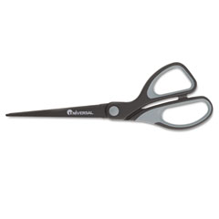 Universal Industrial Scissors, 8" Length, Bent, Black Carbon Coated Blades, Black/Blue UNV92022