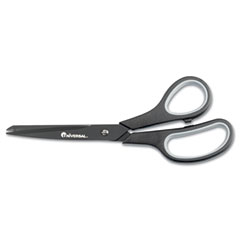 Universal Industrial Scissors, 8" Length, Straight, Black Carbon Coated Blades, Black/Blue UNV92021