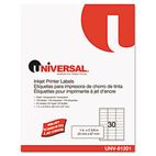 Universal Inkjet Printer Labels, 1 x 2-5/8, Clear, 30/Sheet, 750/Pack UNV81201