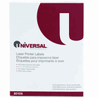 Universal Laser Printer Permanent Labels, 1-1/3 x 4, White, 1400/Box UNV80106