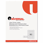 Universal Laser Printer Permanent Labels, 1/2 x 1-3/4, Clear, 2000/Box UNV81101