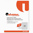 Universal Laser Printer Permanent Labels, 1/2 x 1-3/4, White, 8000/Box UNV80001