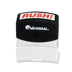 Universal Message Stamp, RUSH, Pre-Inked/Re-Inkable, Red UNV10069