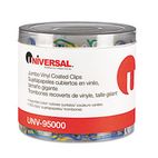 Universal Paper Clips, Vinyl Coated Wire, Jumbo, Assorted Colors, 250/Pack UNV95000