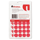 Universal Permanent Self-Adhesive Color-Coding Labels, 3/4in dia, Red, 1008/Pack UNV40103