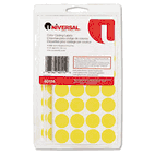 Universal Permanent Self-Adhesive Color-Coding Labels, 3/4in dia, Yellow, 1008/Pack UNV40114