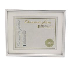 Universal Plastic Document Frame for 8 1/2 x 11 Insert w/Mat, Metallic Silver UNV76854
