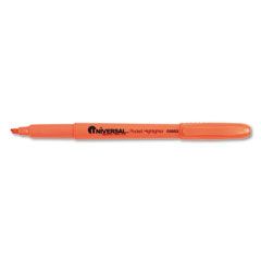 Universal Pocket Clip Highlighter, Chisel Tip, Fluorescent Orange Ink, 12/Pk UNV08853