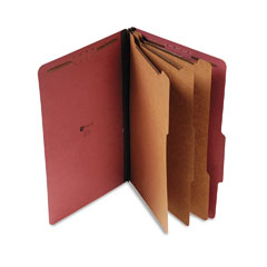 Universal Pressboard Classification Folder, Legal, Eight-Section, Red, 10/Box UNV10295