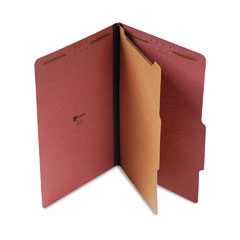 Universal Pressboard Classification Folder, Legal, Four-Section, Red, 10/Box UNV10260