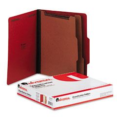 Universal Pressboard Classification Folders, Letter, Six-Section, Ruby Red, 10/Box UNV10303