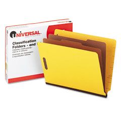 Universal Pressboard End Tab Classification Folders, Letter, Six-Section, Yellow, 10/Box UNV10319