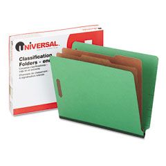 Universal Pressboard End Tab Folders, Letter, Six-Section, Green, 10/Box UNV10317