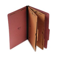 Universal Pressboard Folder with 2 Dividers, Legal, Six-Section, Red, 10/Box UNV10326