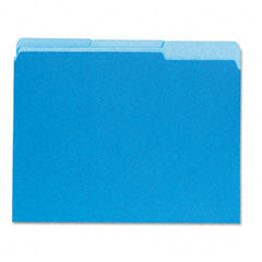 Universal Recycled Interior File Folders, 1/3 Cut Top Tab, Letter, Blue, 100/Box UNV12301