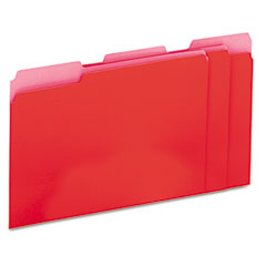 Universal Recycled Interior File Folders, 1/3 Cut Top Tab, Letter, Red, 100/Box UNV12303