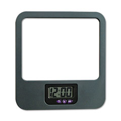 Universal Recycled Plastic Cubicle Mirror with Digital Clock, Charcoal UNV08169