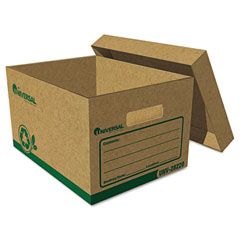 Universal Recycled Record Storage Box, Letter, 12" x 24" x 10", Kraft, 12/Carton UNV28220