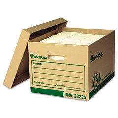 Universal Recycled Record Storage Box, Letter/Legal, 12 x 15 x 10, Kraft, 12/Carton UNV28225
