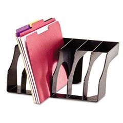 Universal Recycled Two-Way Sorter, 6 Sections, 12 7/8 x 8 5/8 x 6 1/8, Black UNV08150