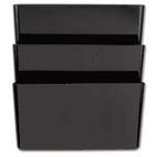Universal Recycled Wall File, Three Pocket, Plastic, Black UNV08121