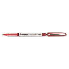 Universal Roller Ball Stick Liquid Pen, Red Ink, Fine, Dozen UNV29112