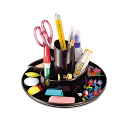 Universal Rotary Desk Organizer, 11 Compartments, 8 3/4 dia x 5 3/8, Black UNV08151
