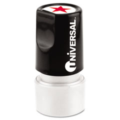 Universal Round Message Stamp, E-MAILED, Pre-Inked/Re-Inkable, Blue UNV10074