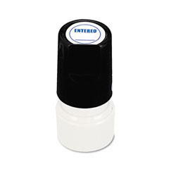 Universal Round Message Stamp, ENTERED, Pre-Inked/Re-Inkable, Blue UNV10076