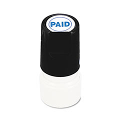 Universal Round Message Stamp, PAID, Pre-Inked/Re-Inkable, Blue UNV10082