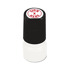 Universal Round Message Stamp, SIGN HERE, Pre-Inked/Re-Inkable, Red UNV10086