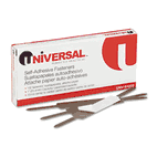 Universal Self-Adhesive Paper and File Fasteners, One Inch Capacity, 100/Box UNV81003