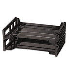 Universal Side Load Letter Desk Tray, Two Tier, Plastic, Black UNV08100