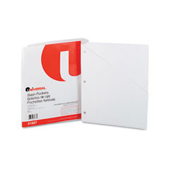 10/Pack UNV61687 White Universal Slash-Cut Pockets for