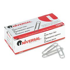 Universal Smooth Paper Clips, Wire, Jumbo, Silver, 100/Box, 10 Boxes/Pack UNV72220