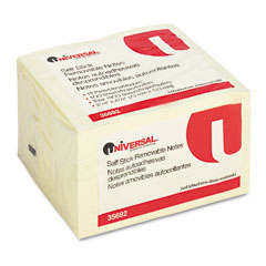 Universal Standard Self-Stick Notes, 3 x 5, Yellow, 18 100-Sheet Pads/Pack UNV35692