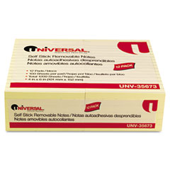 Universal Standard Self-Stick Notes, 4 x 6, Lined, Yellow, 12 100-Sheet Pads/Pack UNV35673