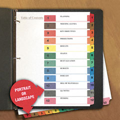 Universal Table of Contents Dividers, Assorted Color 12-Tab, 1-12, Letter, White, 6/PK UNV24806