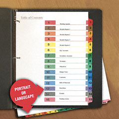 Universal Table of Contents Dividers, Assorted Color 15-Tab, 1-15, Letter, White, 6/PK UNV24808
