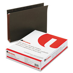 Universal Two Inch Box Bottom Pressboard Hanging Folder, Letter, Standard Green, 25/Box UNV14142