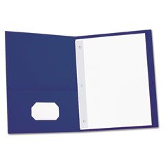 Universal Two-Pocket Portfolios w/Tang Fasteners, 11 x 8-1/2, Dark Blue, 25/Box UNV57116