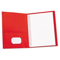 Universal Two-Pocket Portfolios w/Tang Fasteners, 11 x 8-1/2, Red, 25/Box UNV57118