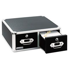 Vaultz Vaultz Locking 8 x 5 Two-Drawer Index Card Box, 3000-Card Capacity, Black IDEVZ01397
