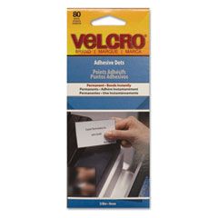 Velcro Adhesive Dots, Permanent, 1/2" diameter, 80/Carton VEK91393