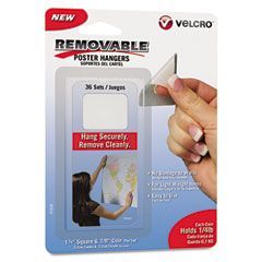 Velcro Removable Light Duty Hook & Loop Fasteners, 1 1/4" Square & 7/8" Coin, WH, 6/Box VEK91639