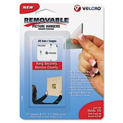 Velcro Removable Light Duty Hook & Loop Fasteners, 1 3/4", 20 Sets, WH VEK91649