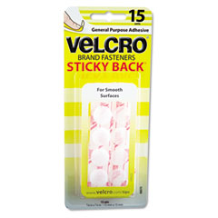 Velcro Sticky-Back Hook and Loop Dot Fasteners on Strips, 5/8 dia., Black, 15 Sets/Pack VEK90069