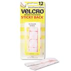 Velcro Sticky-Back Hook and Loop Square Fasteners on Strips, 7/8", White, 12 Sets/Pack VEK90073
