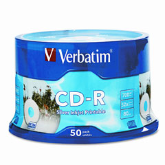 Verbatim CD-R Discs, 700MB/80min, 52x, Spindle, Silver, 50/Pack VER94892