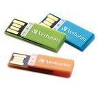Verbatim Clip-It USB Flash Drive, 4G, 3-Pack: Blue, Green, Orange VER97563